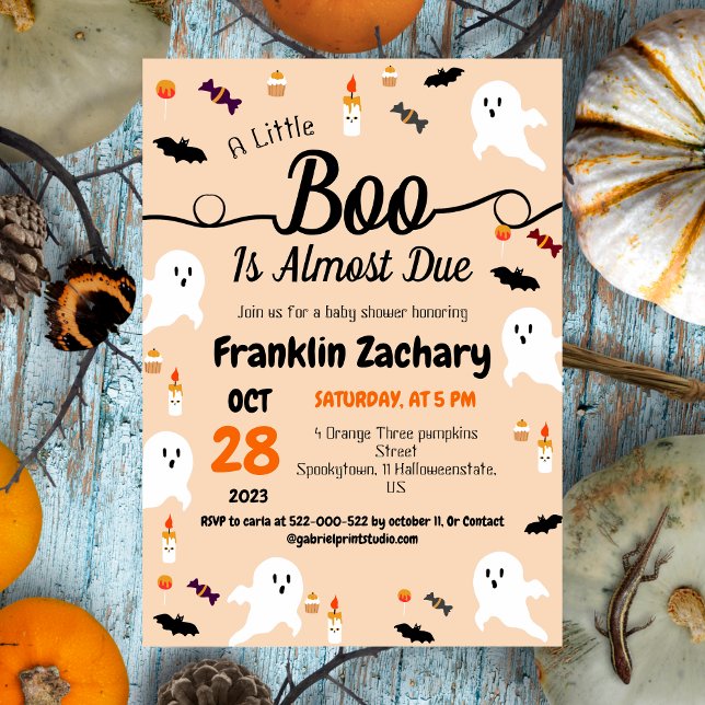 Invitación Fantasma espeluznante simple y elegante, Baby Show (Subido por el creador)