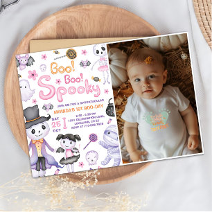 Invitación Fantasma Fantasma de Halloween Primer Cumpleaños F