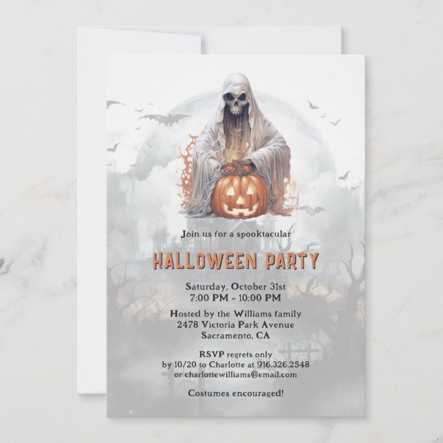 Invitación Fantasma fantasma Jack-O-Lanterns Halloween Party (Anverso)