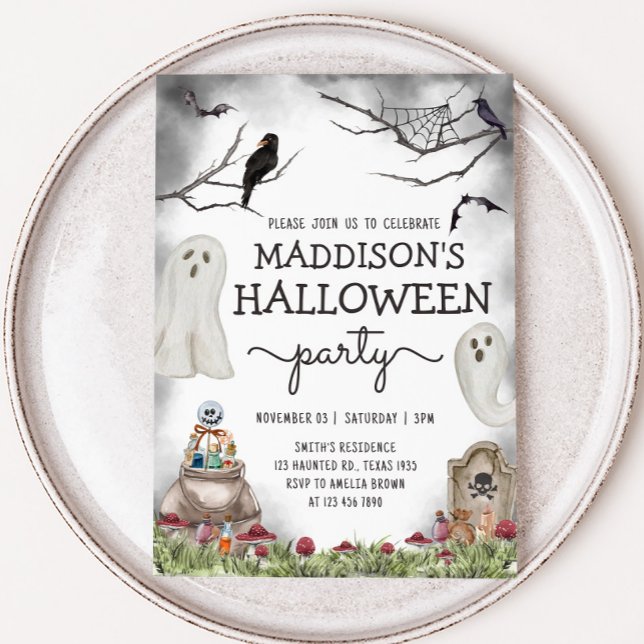 Invitación Fantasma fantasmal fiesta de cumpleaños de Hallowe (Spooky Ghost Halloween Party)