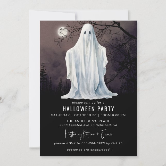 Invitación Fantasma fantasmal | Fiesta de Halloween clásica d (Anverso)