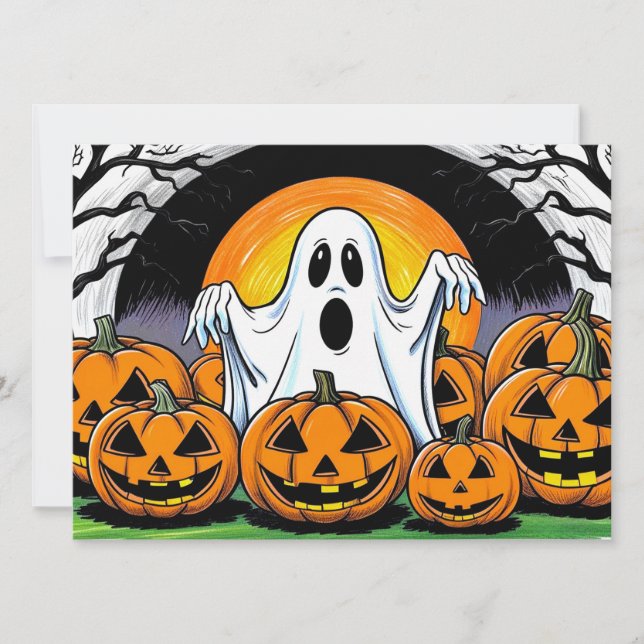 Invitación Fantasma feliz de Halloween (Anverso)