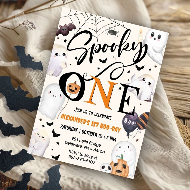 Invitación Fantasma Fiesta de primer cumpleaños de Halloween (Subido por el creador)
