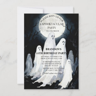 Invitación Fantasma Fiesta traviesa Halloween Ghost 10 cumple