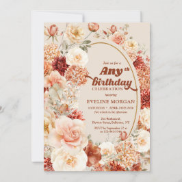 Invitación Fantasma floral de otoño bohemio Todo el cumpleaño