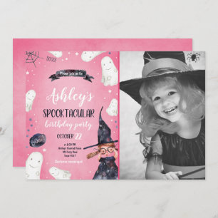 Invitación Fantasma Gorra de Brujas en Halloween