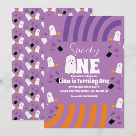 Invitación Fantasma Groovy Espeluznante Cumpleaños de Hallowe