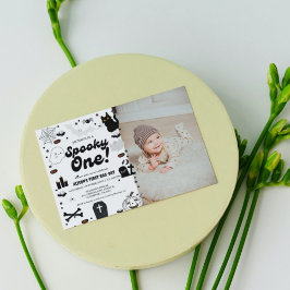 Invitación Fantasma Halloween Fantasma Primer Cumpleaños