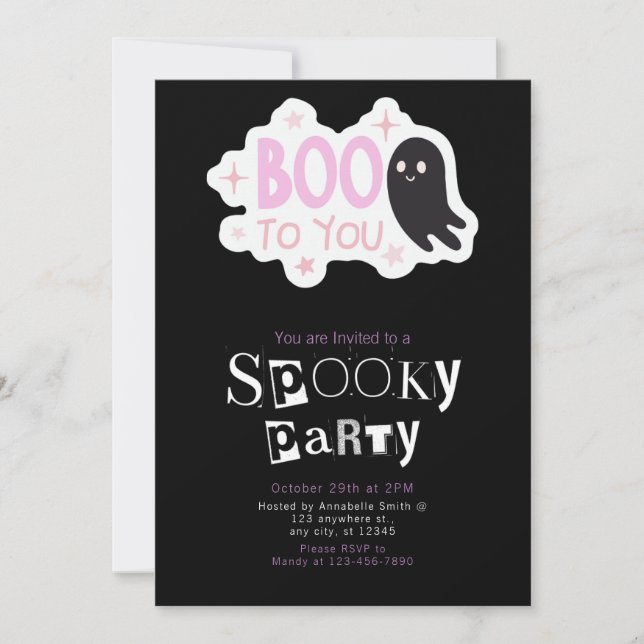 Invitación Fantasma Halloween Minimalista moderno (Anverso)