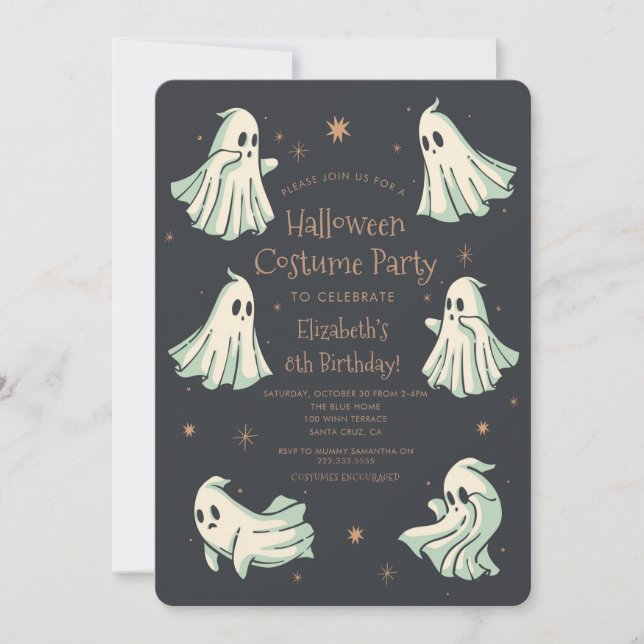 Invitación Fantasma Halloween Spooktacular Costum Fiesta de c (Anverso)