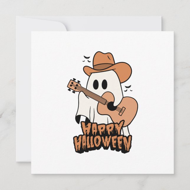 Invitación Fantasma Halloween tocando guitarra (Anverso)