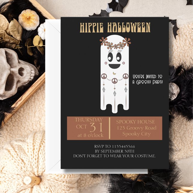 Invitación fantasma Hippie Halloween (Subido por el creador)