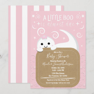 Invitación Fantasma indiscreto rosa Halloween Boo Baby Shower