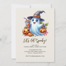 Invitación Fantasma lindo con bebidas espeluznantes, Hallowee