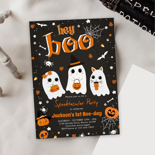 Invitación Fantasma lindo de Halloween 1er cumpleaños Spookta (Subido por el creador)
