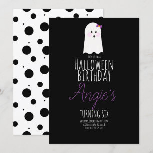 Invitación Fantasma Lindo Fiesta de Cumpleaños de Halloween
