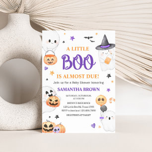 Invitación Fantasma morada Halloween Pequeño Boo Baby Shower