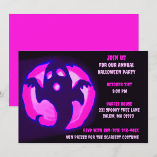 Invitación Fantasma negro rosado Fantasma Fiesta fantasma de