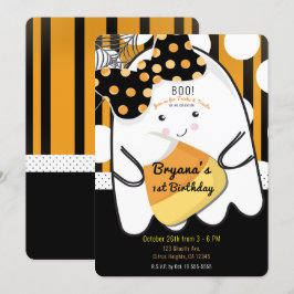 Invitación Fantasma Niña Linda Boo Fiesta Cumpleaños Infantil