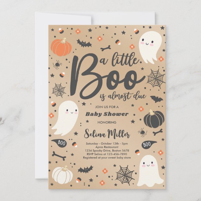 Invitación Fantasma Pequeño Boo Se Debe A La Baby Shower De H (Anverso)