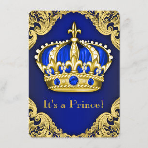 Invitación Fantasma Prince Baby Shower Blue