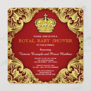 Invitación Fantasma Prince Baby Shower Red