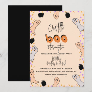 Invitación Fantasma Retro de Halloween Nuestro Pequeño Boo Co