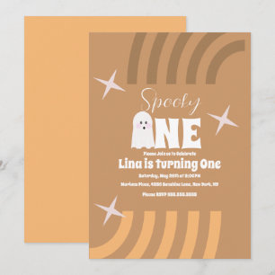 Invitación Fantasma Retro Divertido Cumpleaños de Halloween M