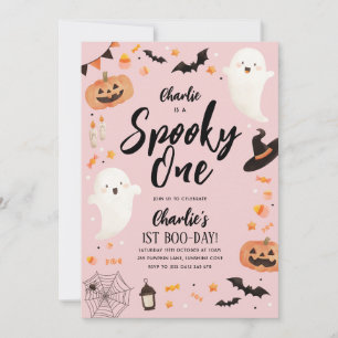 Invitación Fantasma rosa Chica de primer cumpleaños de Hallow