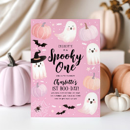 Invitación Fantasma rosa Chica de primer cumpleaños de Hallow