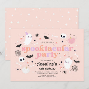 Invitación Fantasma rosa de Halloween Fantasma Cutáneo