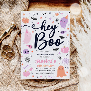 Invitación Fantasma rosa de Halloween Fantasma Cutáneo