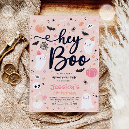 Invitación Fantasma rosa de Halloween Fantasma Cutáneo