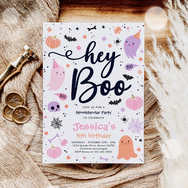 Invitación Fantasma rosa de Halloween Fantasma Cutáneo (Subido por el creador)