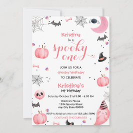 Invitación Fantasma rosa de un cumpleaños espeluznante