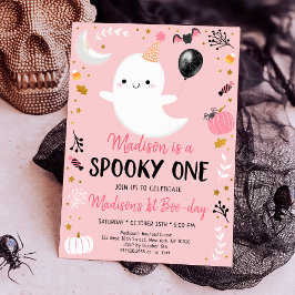 Invitación Fantasma Rosa Espeluznante Primer Cumpleaños