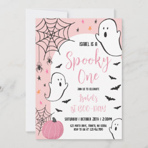 Invitación Fantasma Rosa Fantasma Un cumpleaños de Halloween