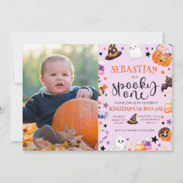 Invitación Fantasma Rosa Halloween Tocante Primer Fiesta de c