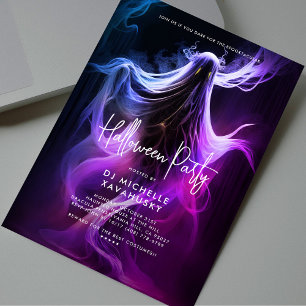 Invitación Fantasma rosa morado azul de la fiesta de Hallowee