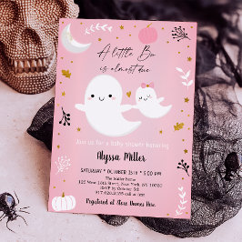Invitación Fantasma Rosa Pequeño Boo Halloween Baby Shower