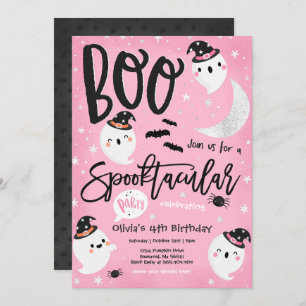 Invitación Fantasma Rosa Rosa Halloween Cumpleaños Spooktacul