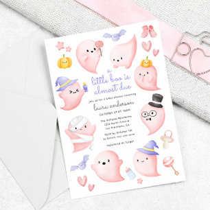 Invitación Fantasma Rosa Un Pequeño Bote Casi Debido A Baby S