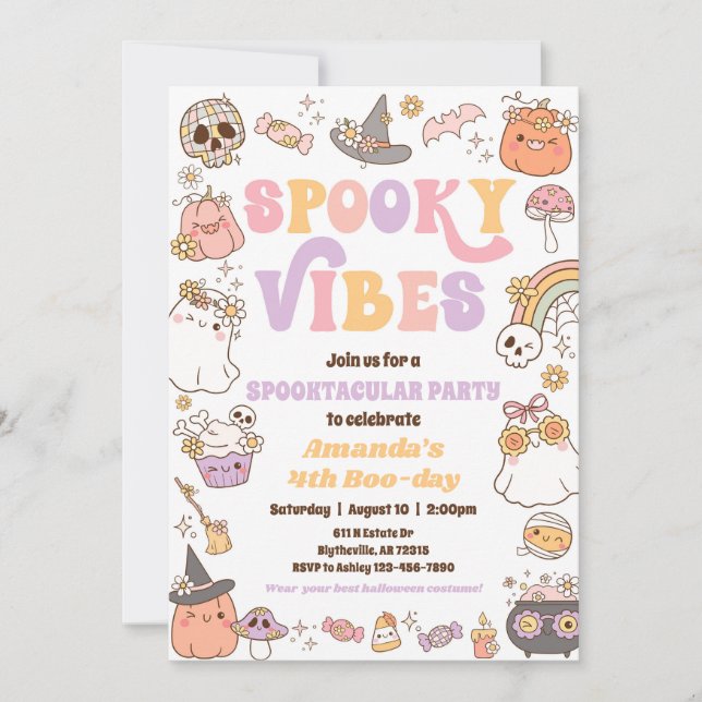 Invitación fantasma Spooky Vibes Halloween (Anverso)