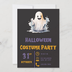 Invitación Fantasma Súper Lindo Moderno Negro Halloween