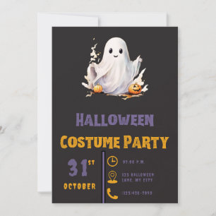 Invitación Fantasma Súper Lindo Moderno Negro Halloween