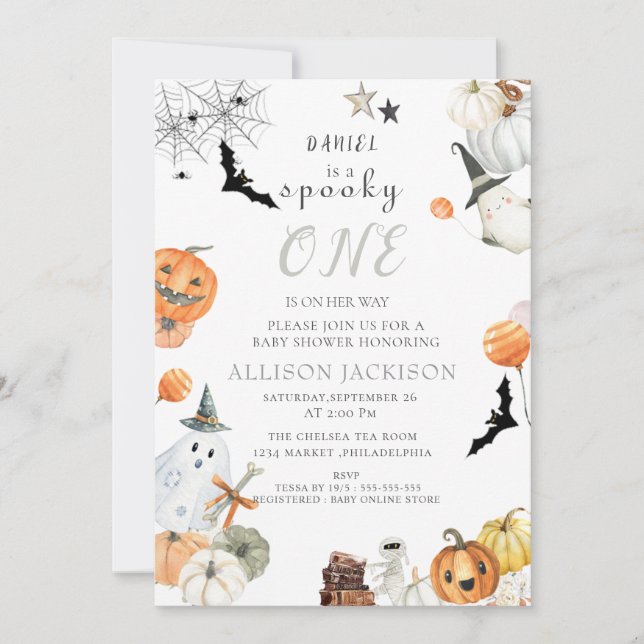 Invitación Fantasma Un Boo Fantasma Halloween 1er cumpleaños (Anverso)