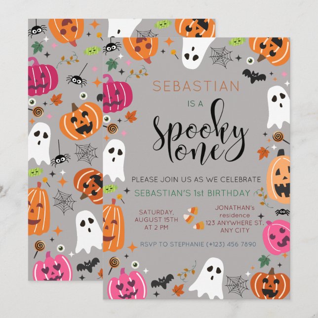 Invitación Fantasma Un cumpleaños de Halloween (Anverso / Reverso)