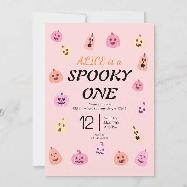 Invitación Fantasma Un cumpleaños de Halloween (Anverso)