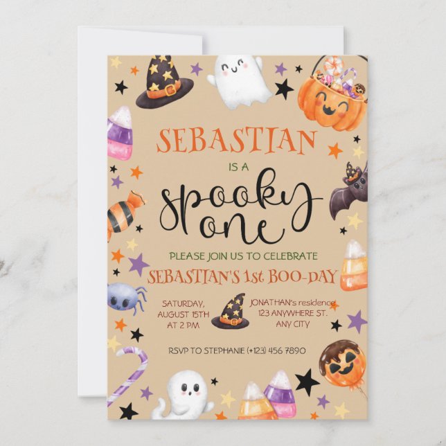Invitación Fantasma Un cumpleaños de Halloween (Anverso)