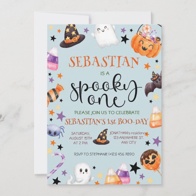 Invitación Fantasma Un cumpleaños de Halloween (Anverso)